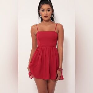 Janey Chiffon A-line Dress in Deep Red